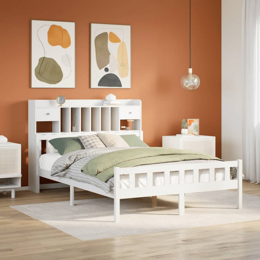 Letto Libreria senza Materasso Bianco 150x200 cm Legno di Pino