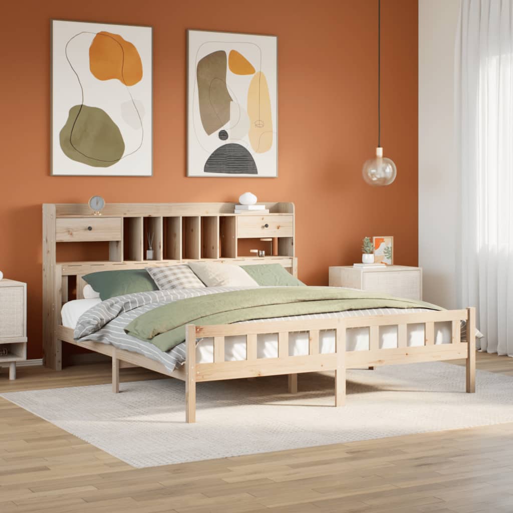 Letto Libreria senza Materasso 180x200 cm in Legno di Pino