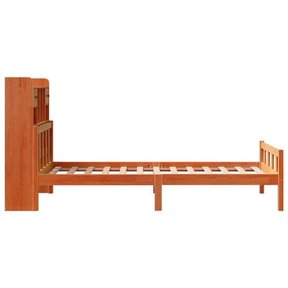 Letto Libreria senza Materasso Marrone Cera 75x190 cm in Pino