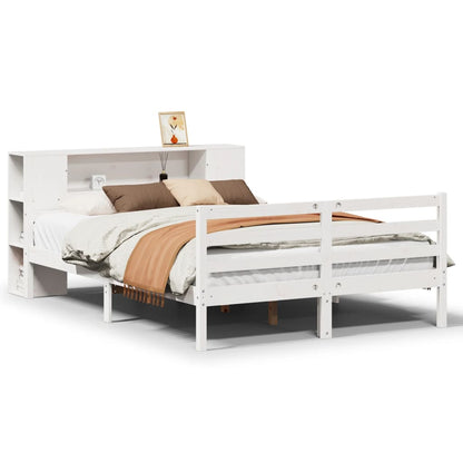 Letto Libreria senza Materasso Bianco 135x190 cm Legno di Pino