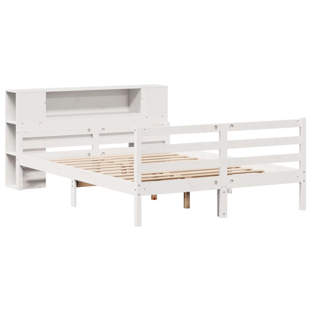 Letto Libreria senza Materasso Bianco 135x190 cm Legno di Pino