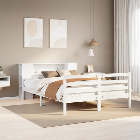 Letto Libreria senza Materasso Bianco 135x190 cm Legno di Pino