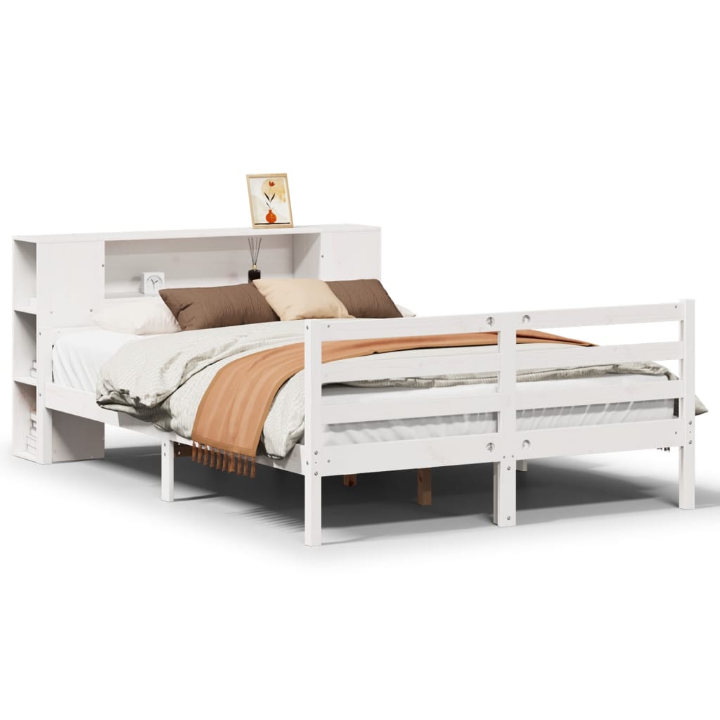 Letto Libreria senza Materasso Bianco 140x200 cm Legno di Pino - homemem39