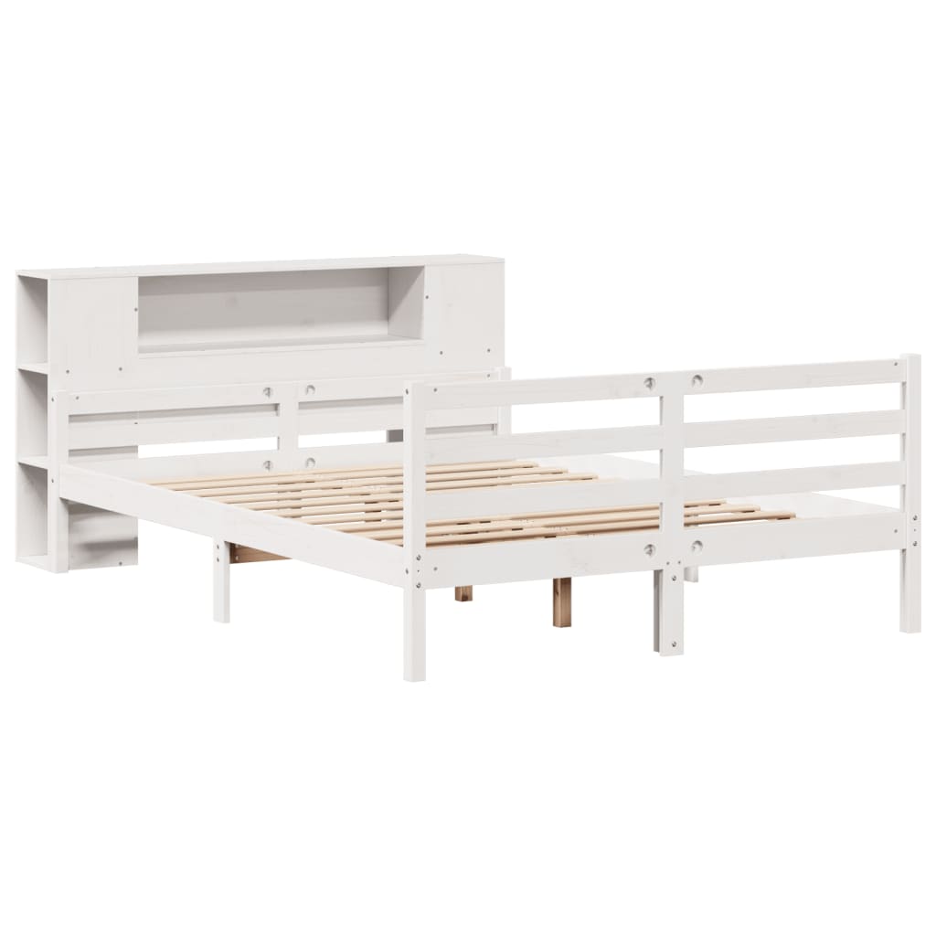 Letto Libreria senza Materasso Bianco 150x200 cm Legno di Pino