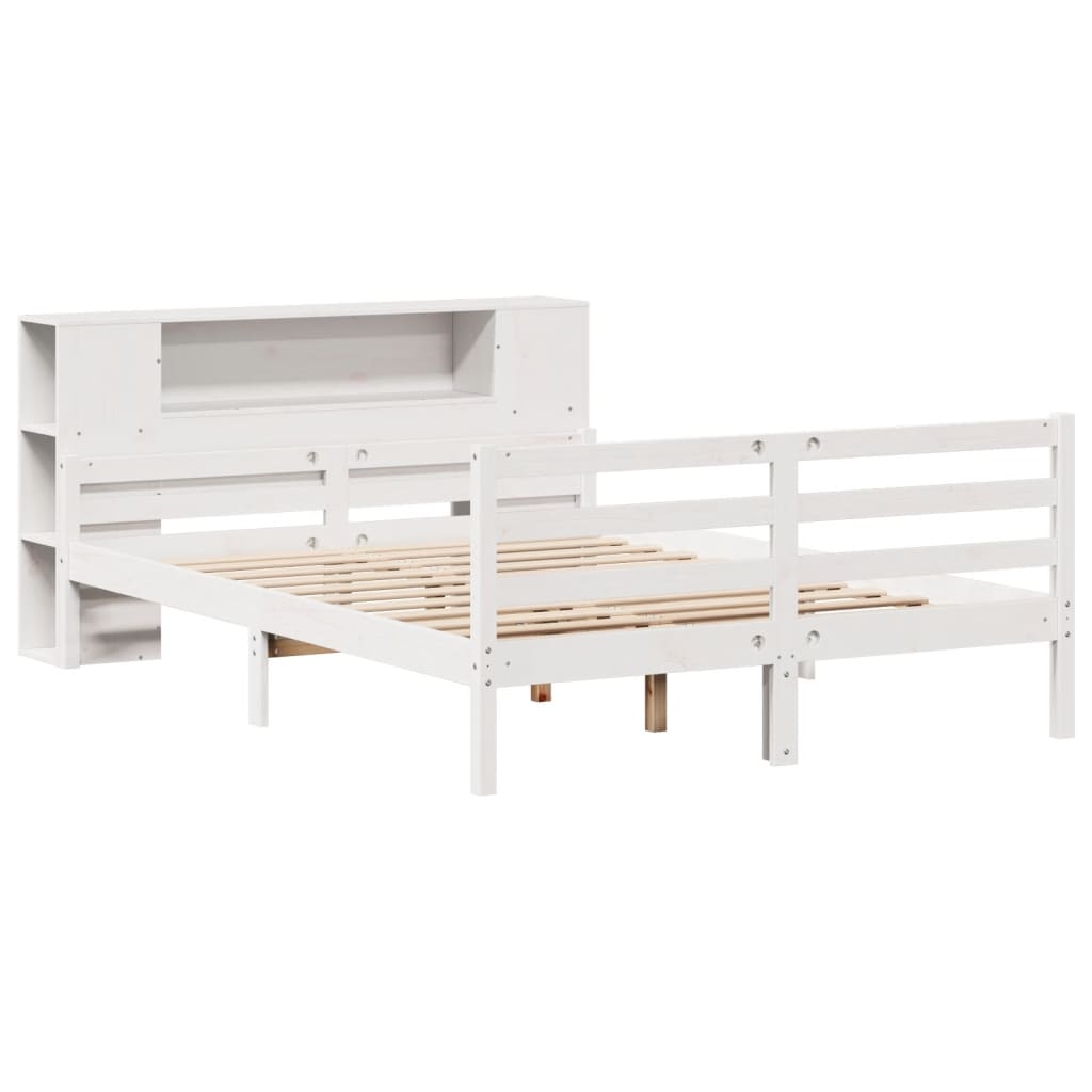 Letto Libreria senza Materasso Bianco 160x200 cm Legno di Pino