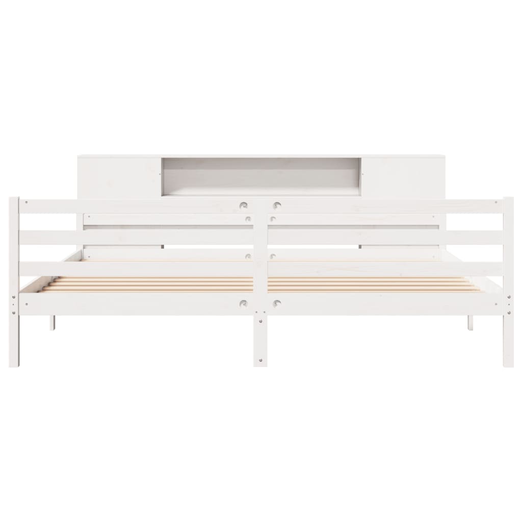 Letto Libreria senza Materasso Bianco 200x200 cm Legno di Pino