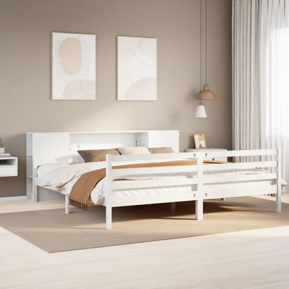 Letto Libreria senza Materasso Bianco 200x200 cm Legno di Pino