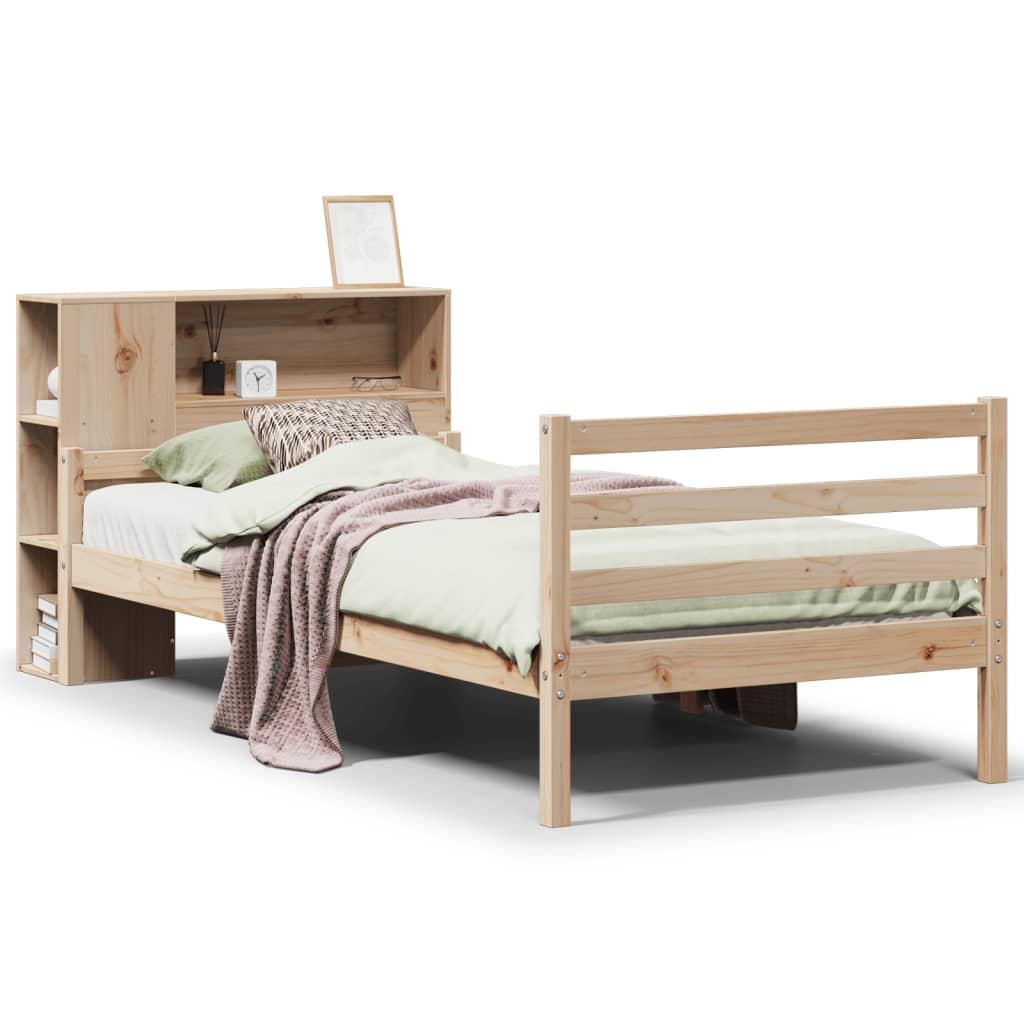 Letto Libreria senza Materasso 90x200 cm Legno Massello Pino - homemem39