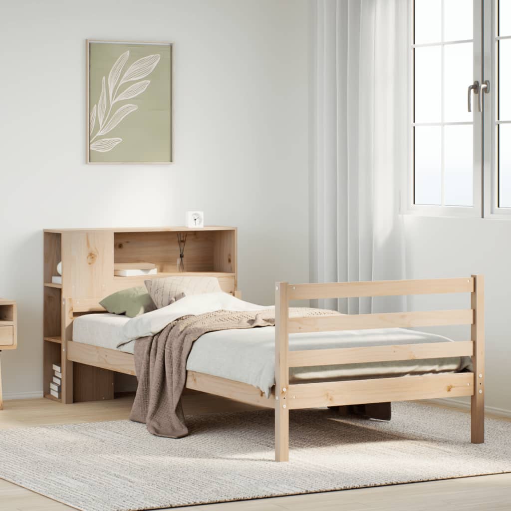 Letto Libreria senza Materasso 90x200 cm Legno Massello Pino - homemem39