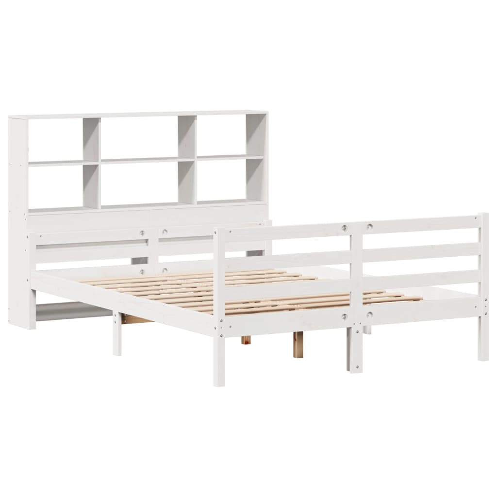 Letto Libreria senza Materasso Bianco 135x190 cm Legno di Pino