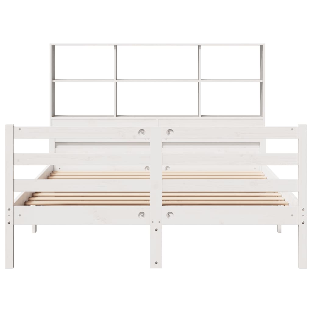 Letto Libreria senza Materasso Bianco 135x190 cm Legno di Pino