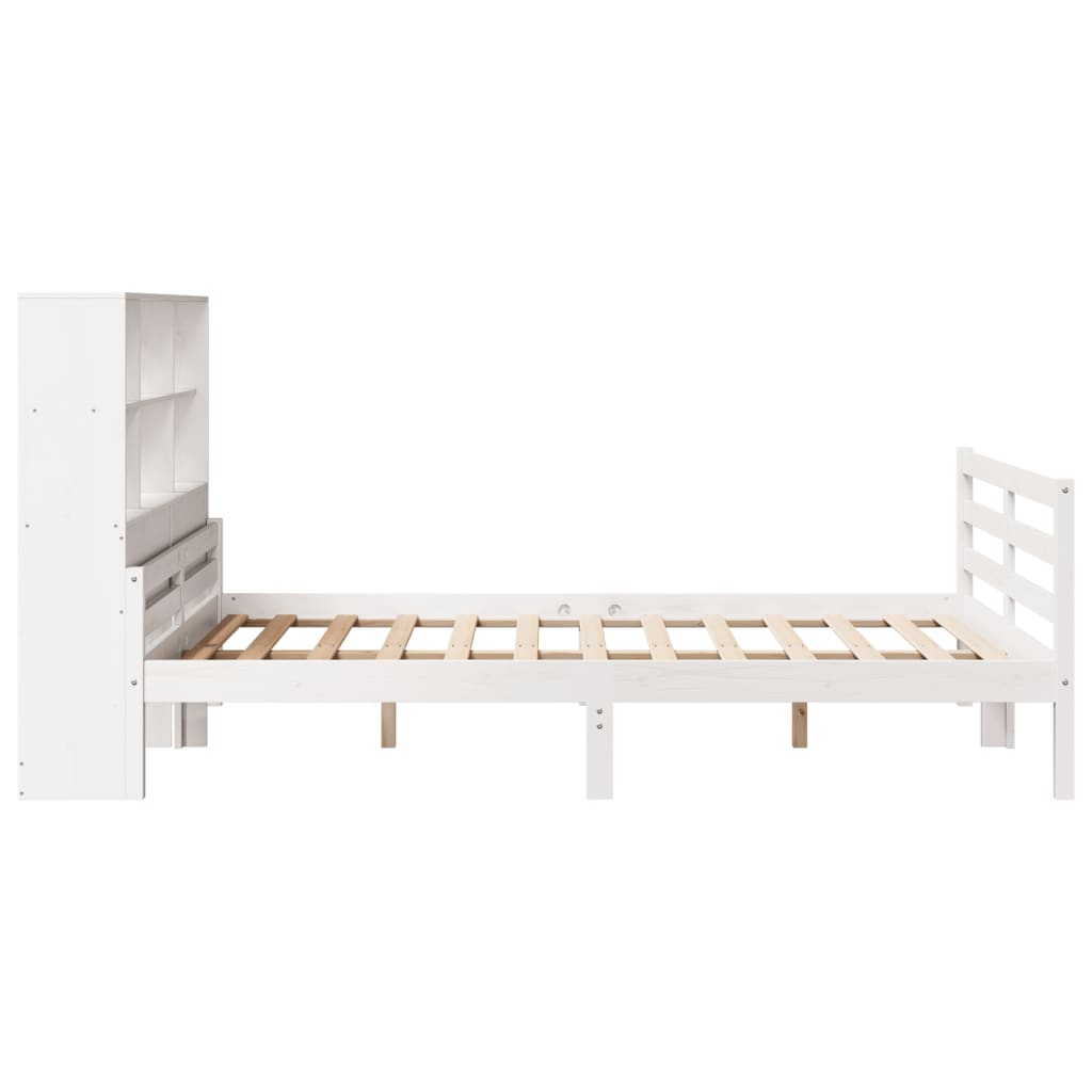 Letto Libreria senza Materasso Bianco 135x190 cm Legno di Pino