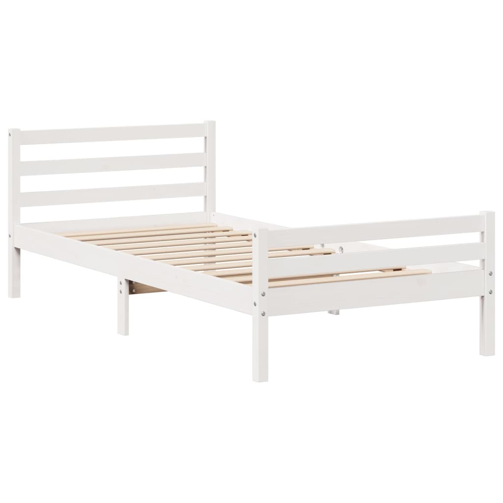 Letto Libreria senza Materasso Bianco 100x200 cm Legno di Pino