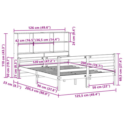 Letto Libreria senza Materasso 120x200cm Legno Massello di Pino