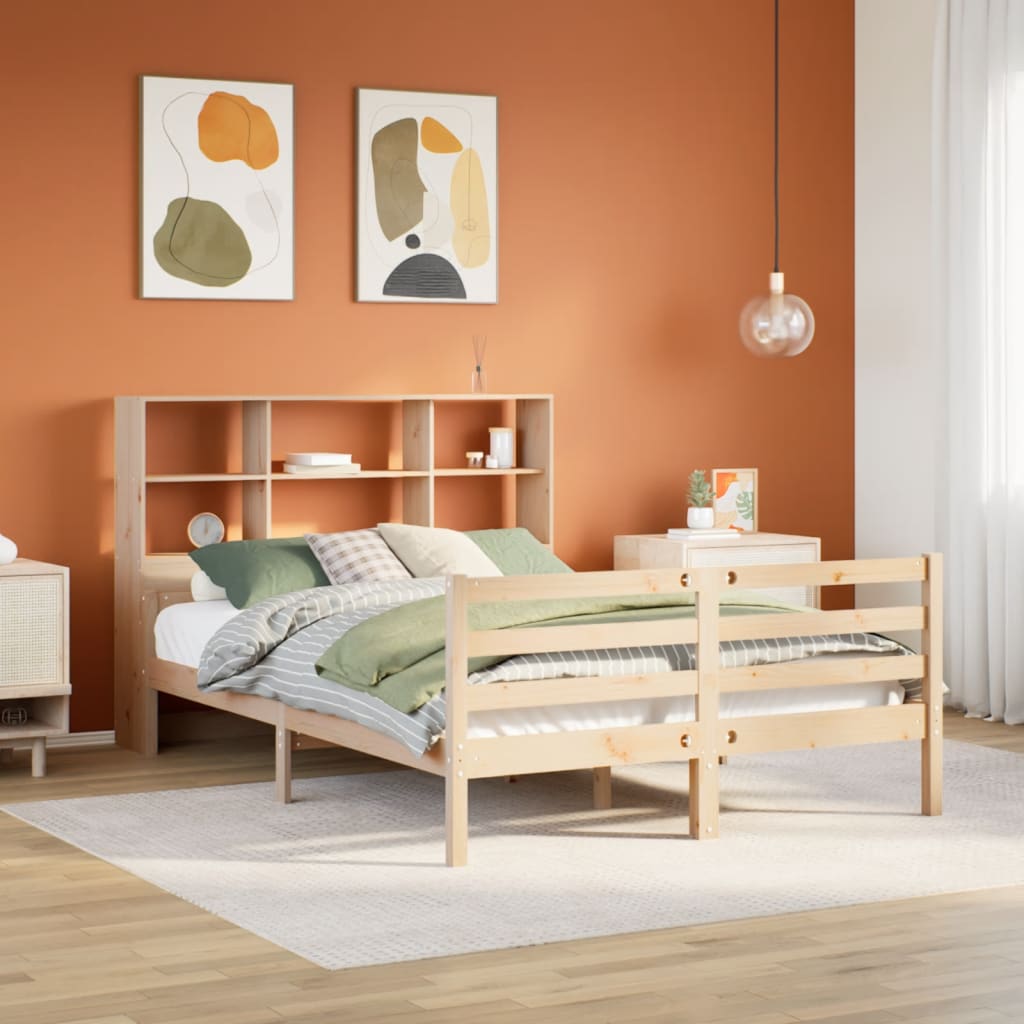 Letto Libreria senza Materasso 160x200 cm in Legno di Pino - homemem39