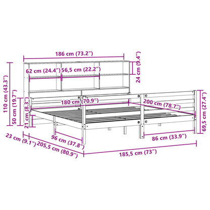 Giroletto con Libreria senza Materasso 180x200 cm in Legno Pino