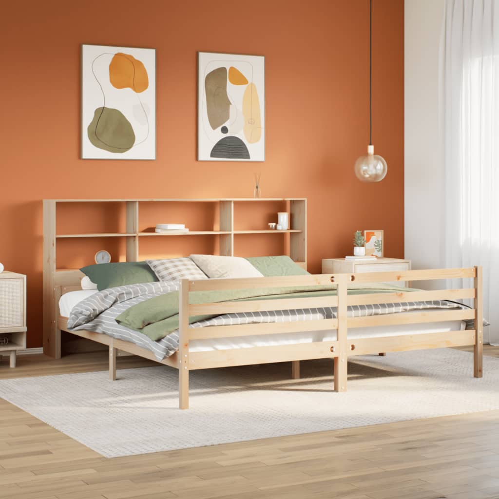 Letto Libreria senza Materasso 200x200 cm in Legno di Pino