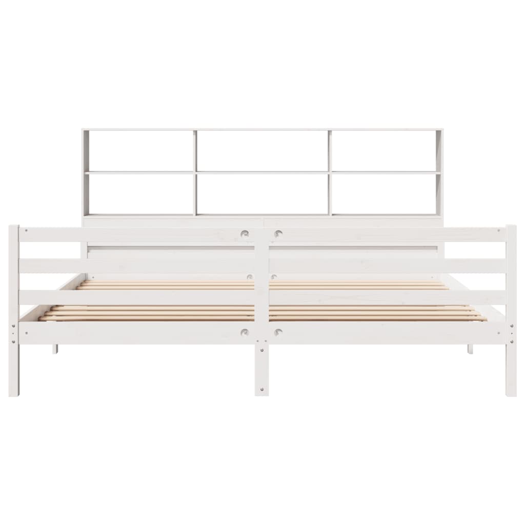 Letto Libreria senza Materasso Bianco 200x200 cm Legno di Pino