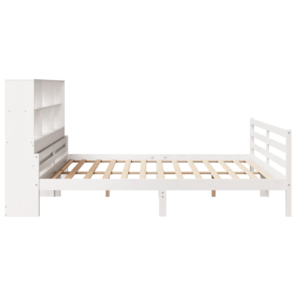 Letto Libreria senza Materasso Bianco 200x200 cm Legno di Pino