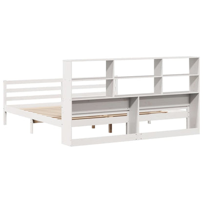 Letto Libreria senza Materasso Bianco 200x200 cm Legno di Pino