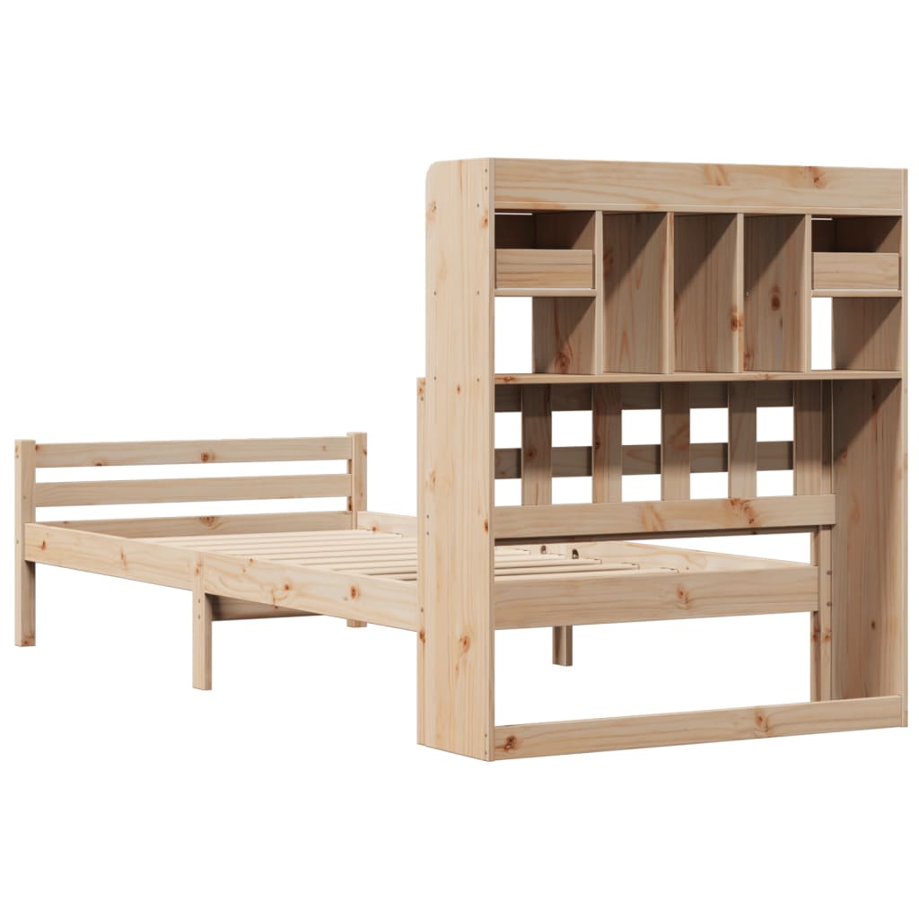 Giroletto con Libreria senza Materasso 75x190 cm in Legno Pino