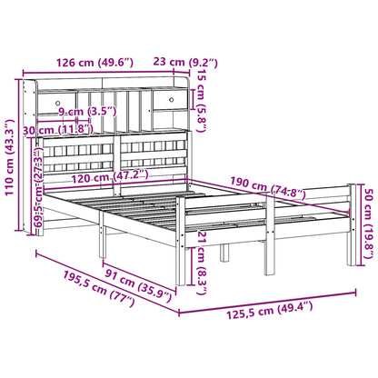 Letto Libreria senza Materasso 120x190 cm in Legno di Pino