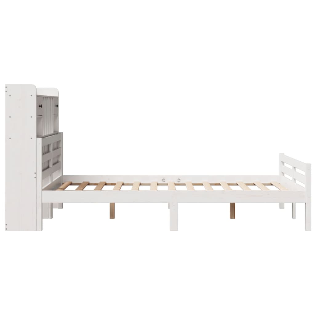 Letto Libreria senza Materasso Bianco 135x190 cm Legno di Pino