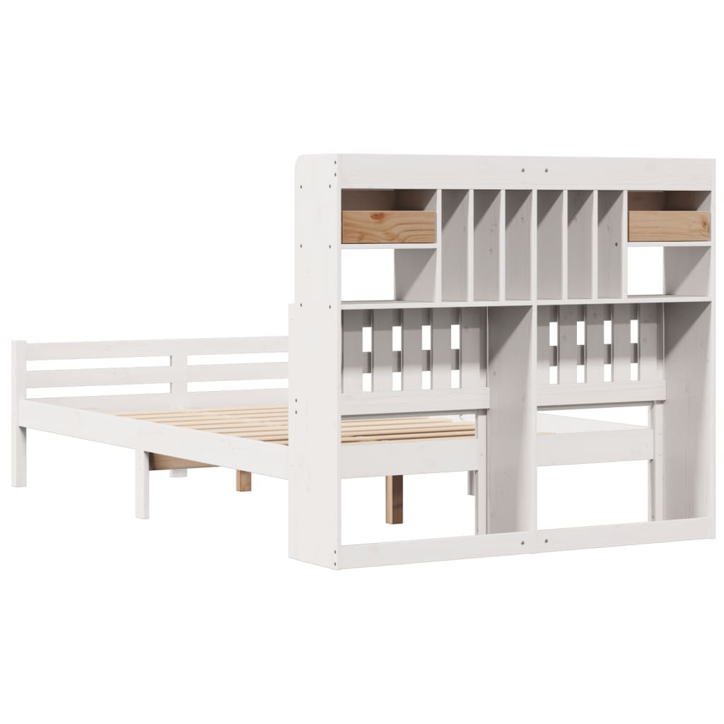 Letto Libreria senza Materasso Bianco 135x190 cm Legno di Pino