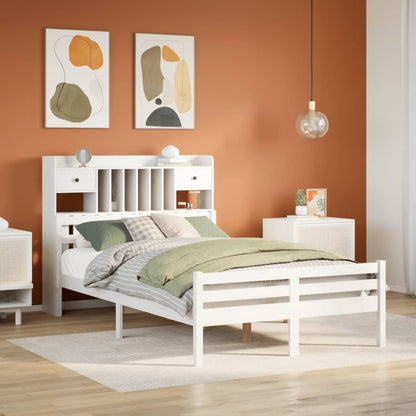 Letto Libreria senza Materasso Bianco 135x190 cm Legno di Pino