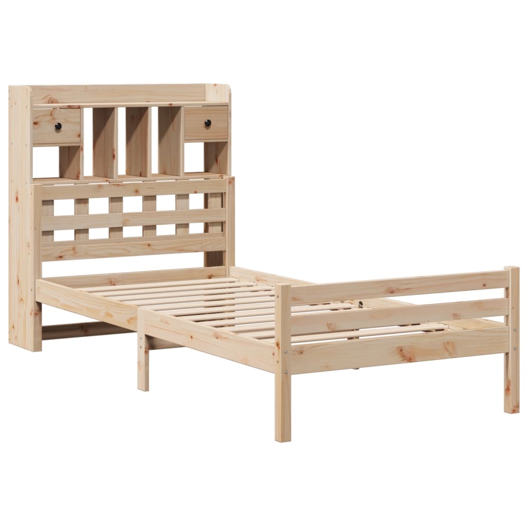 Letto Libreria senza Materasso 90x200 cm Legno Massello Pino - homemem39