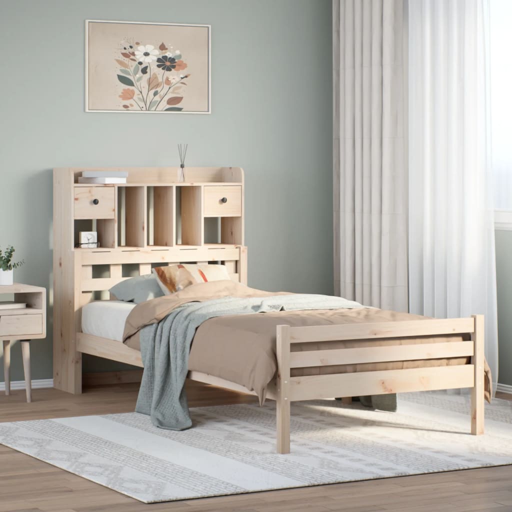 Letto Libreria senza Materasso 90x200 cm Legno Massello Pino - homemem39