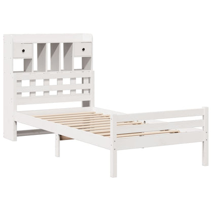 Letto Libreria senza Materasso Bianco 100x200 cm Legno di Pino