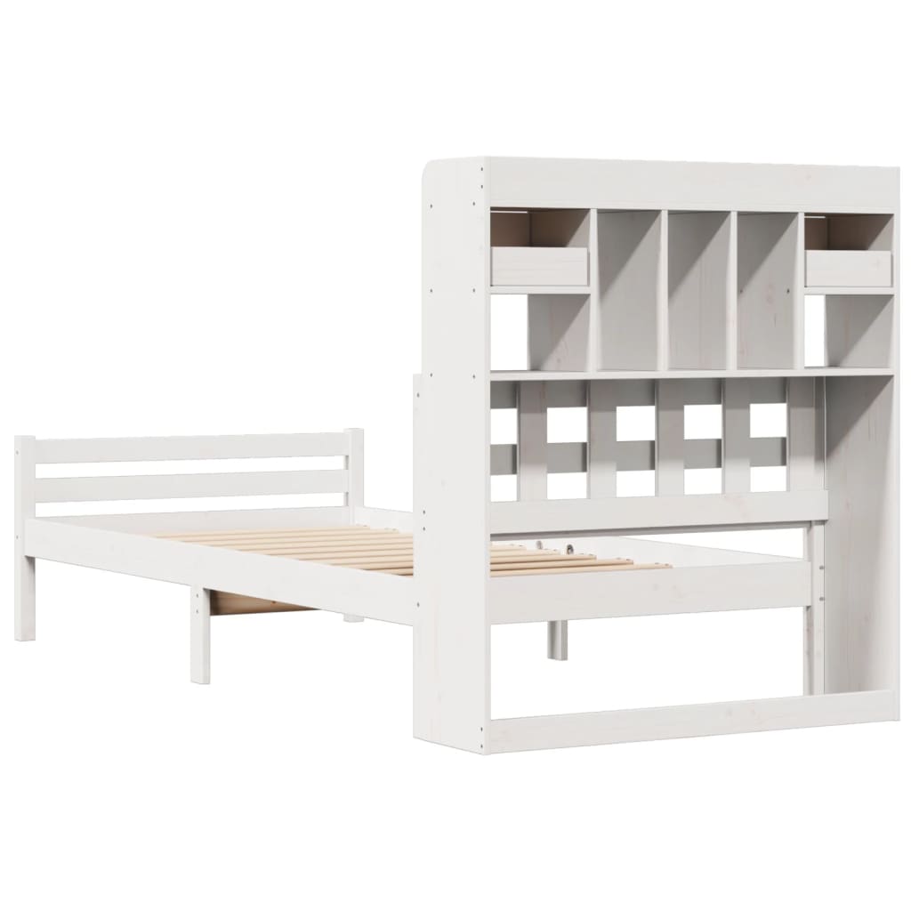 Letto Libreria senza Materasso Bianco 100x200 cm Legno di Pino