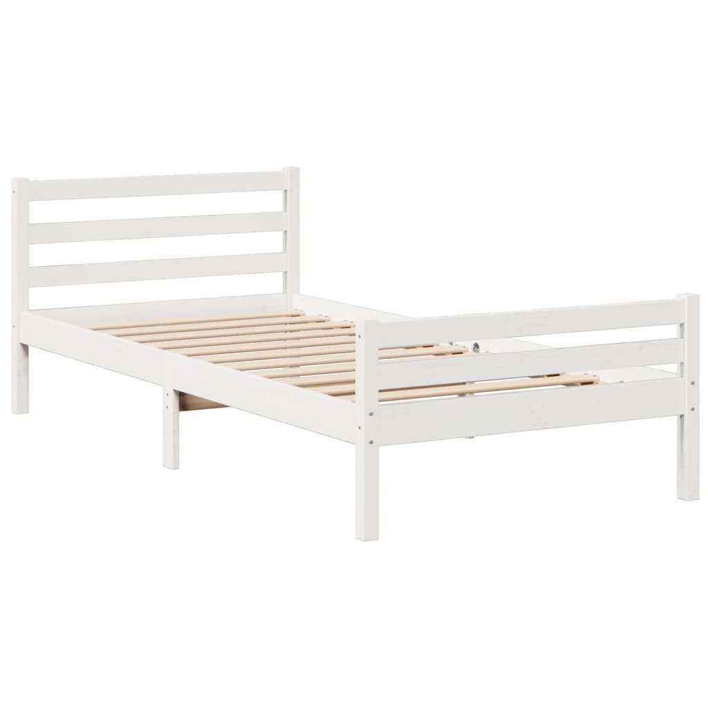 Letto Libreria senza Materasso Bianco 100x200 cm Legno di Pino