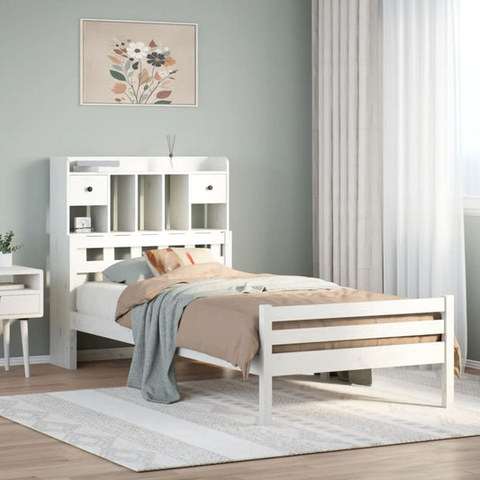 Letto Libreria senza Materasso Bianco 100x200 cm Legno di Pino