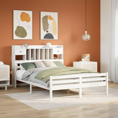 Letto Libreria senza Materasso Bianco 140x200 cm Legno di Pino