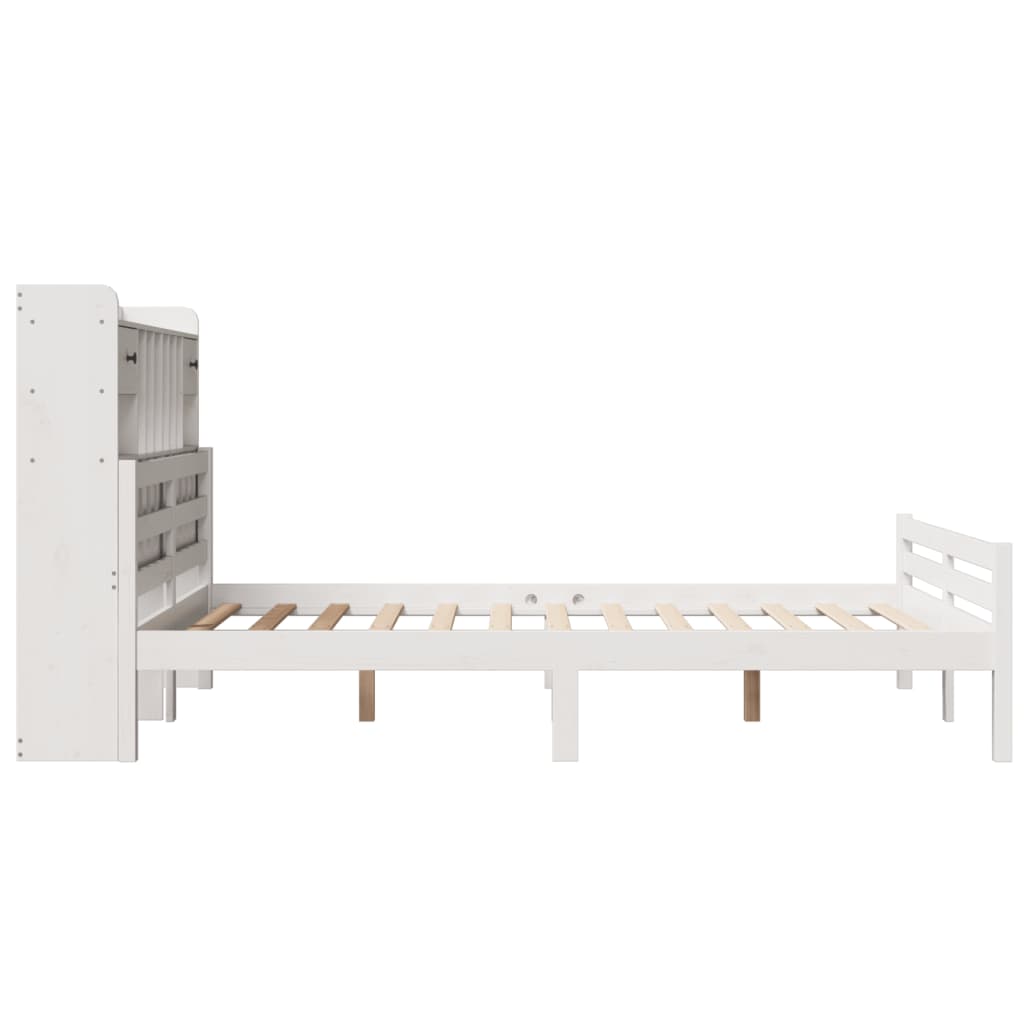 Letto Libreria senza Materasso Bianco 150x200 cm Legno di Pino