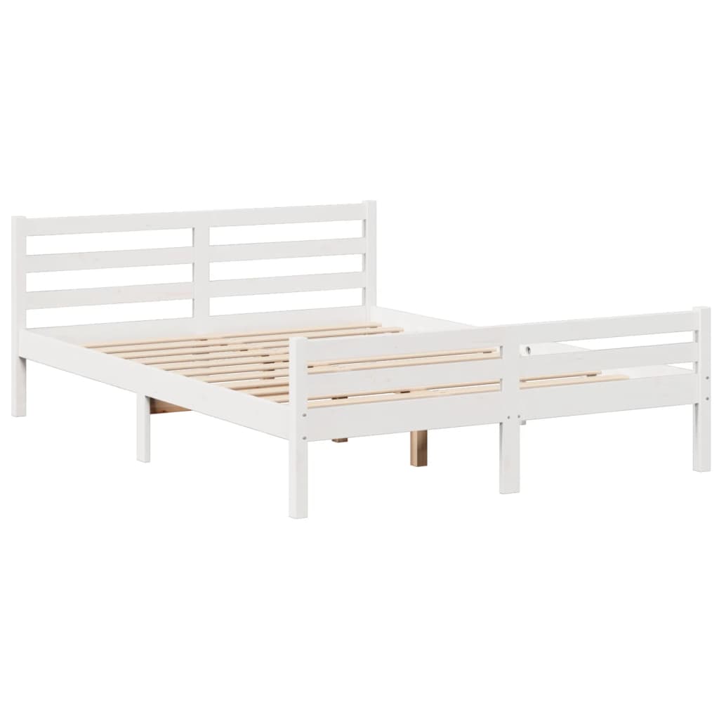 Letto Libreria senza Materasso Bianco 150x200 cm Legno di Pino