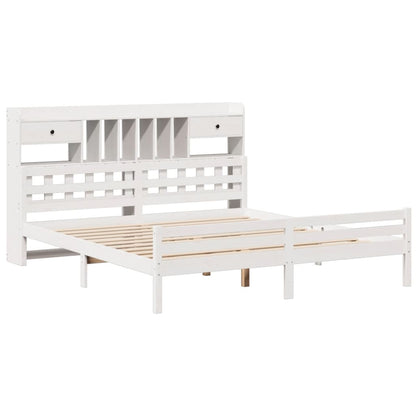 Letto Libreria senza Materasso Bianco 200x200 cm Legno di Pino