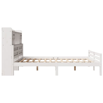 Letto Libreria senza Materasso Bianco 200x200 cm Legno di Pino