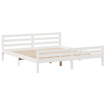 Letto Libreria senza Materasso Bianco 200x200 cm Legno di Pino