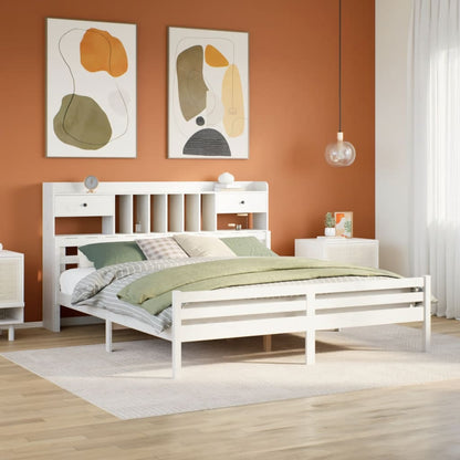 Letto Libreria senza Materasso Bianco 200x200 cm Legno di Pino