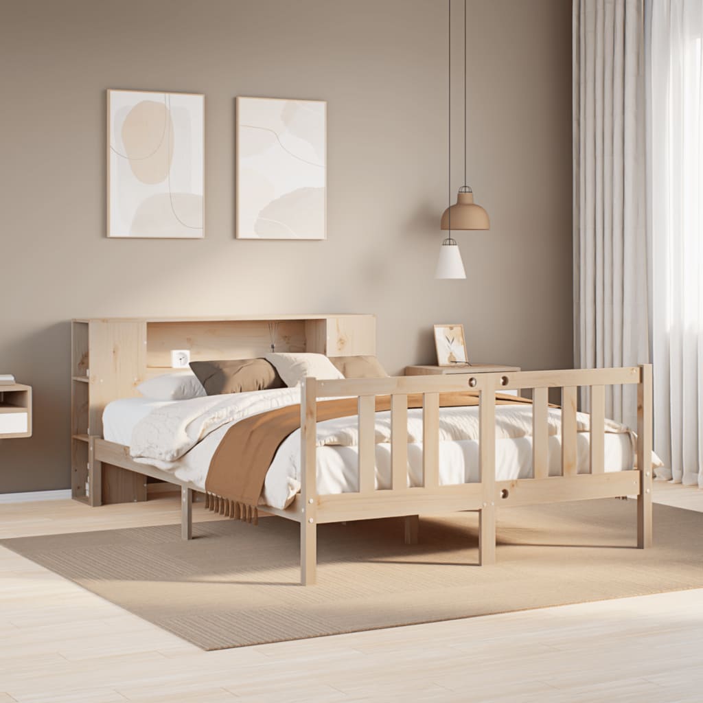 Letto Libreria senza Materasso 135x190 cm in Legno di Pino - homemem39