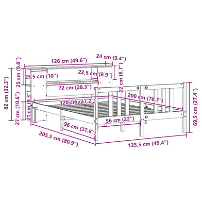 Letto Libreria senza Materasso 120x200cm Legno Massello di Pino - homemem39