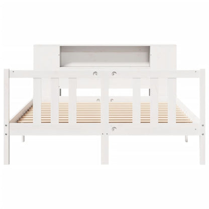 Letto Libreria senza Materasso Bianco 150x200 cm Legno di Pino