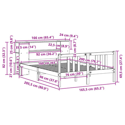 Letto Libreria senza Materasso Bianco 160x200 cm Legno di Pino