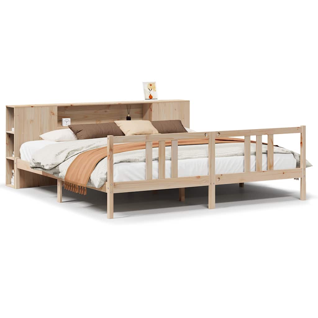 Letto Libreria senza Materasso 180x200 cm in Legno di Pino - homemem39