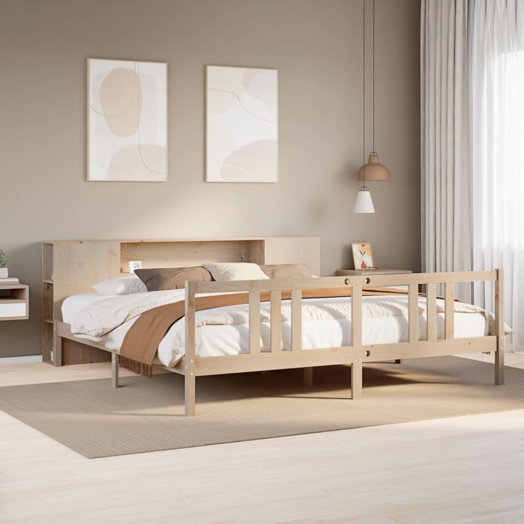 Letto Libreria senza Materasso 180x200 cm in Legno di Pino - homemem39
