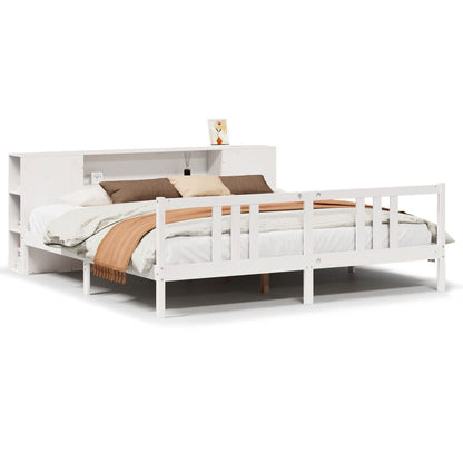 Letto Libreria senza Materasso Bianco 200x200 cm Legno di Pino