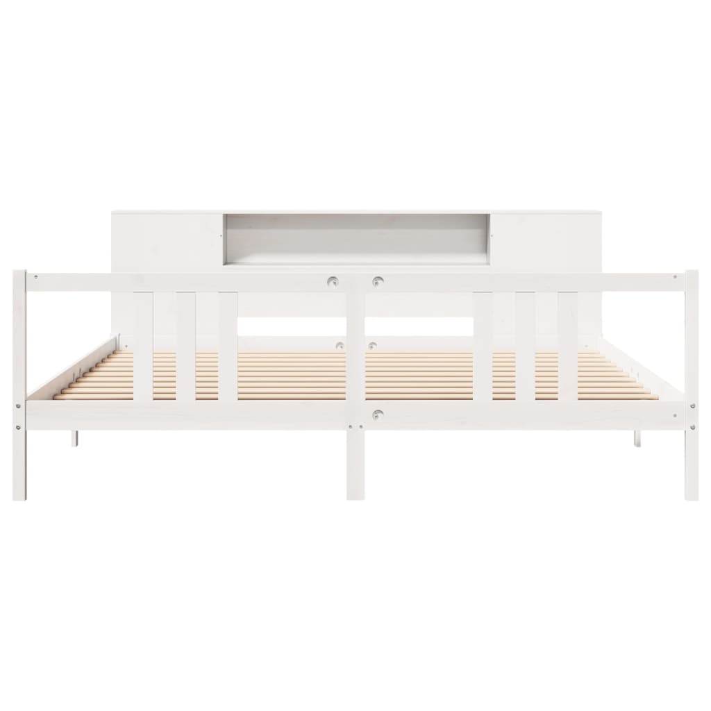 Letto Libreria senza Materasso Bianco 200x200 cm Legno di Pino